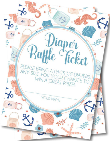 Gender Neutral Nautical Diaper Raffle Tickets