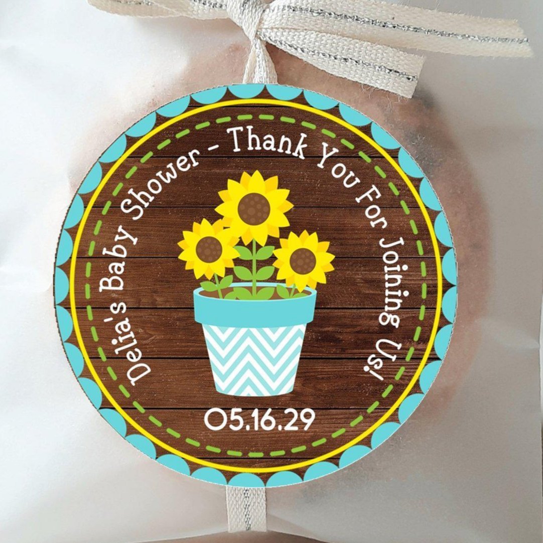 Gender Neutral Sunflower Baby Shower Stickers