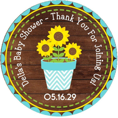 Gender Neutral Sunflower Baby Shower Stickers