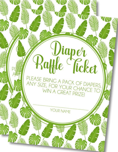 Gender Neutral Tropical Leaf Diaper Raffle Tickets