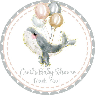 Gender Neutral Whale Under The Sea Baby Shower Stickers