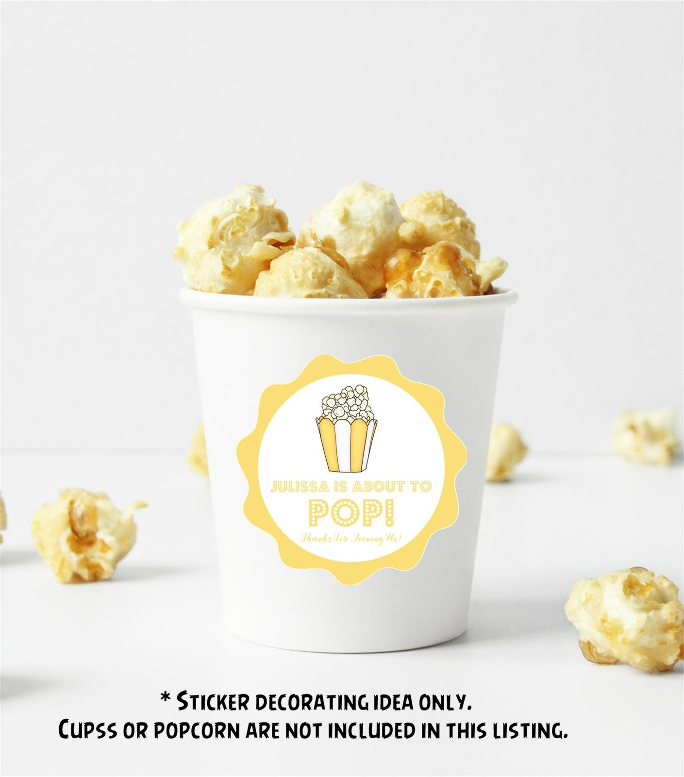 Gender Neutral Yellow Popcorn Baby Shower Stickers