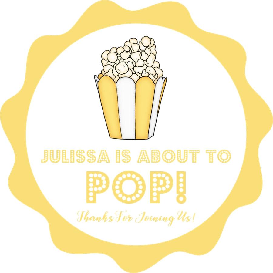 Gender Neutral Yellow Popcorn Baby Shower Stickers