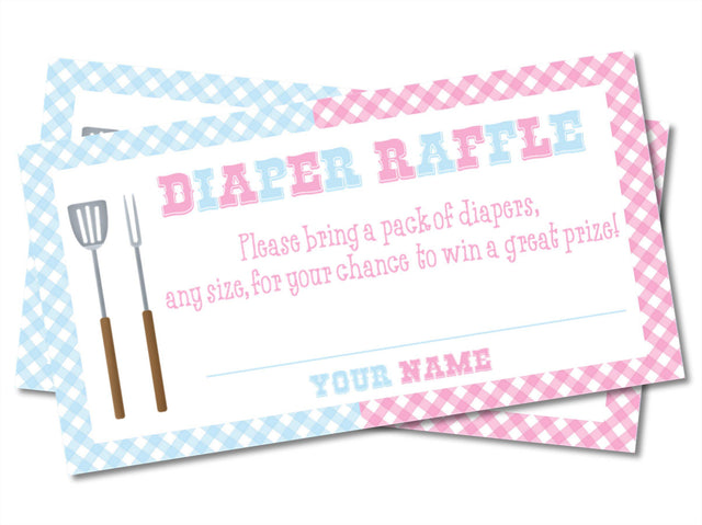 Gender Reveal Baby Q Diaper Raffle Tickets