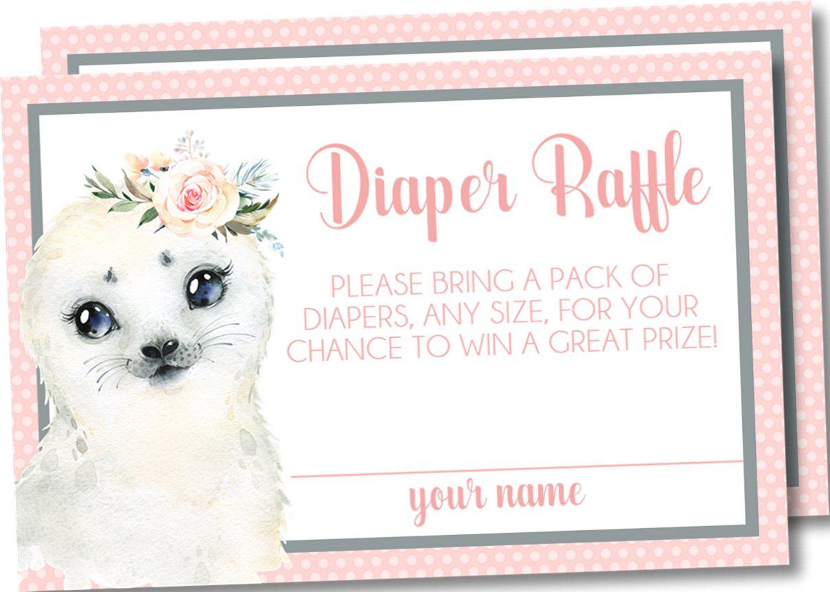 Girls Arctic Animals Diaper Raffle Tickets