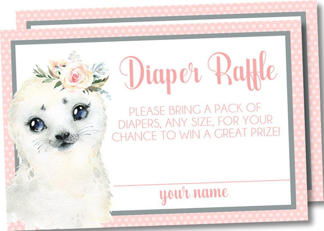 Girls Arctic Animals Diaper Raffle Tickets