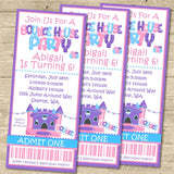 Girls Bounce House Birthday Ticket Invitations