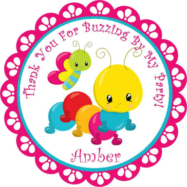 Girls Bug Birthday Party Stickers