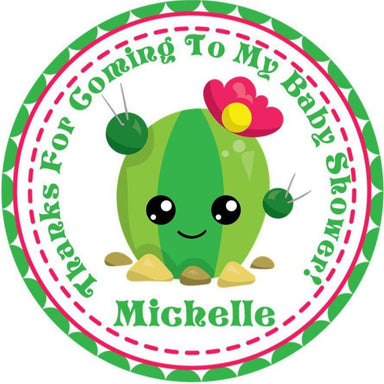 Girls Cactus Baby Shower Stickers