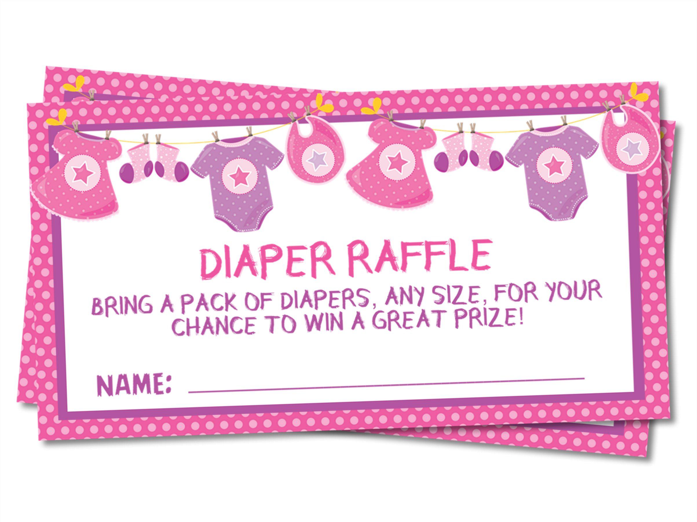 Girls Clothesline Diaper Raffle Tickets