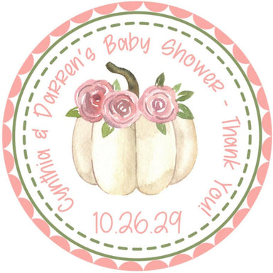 Girls Fall Pumpkin Baby Shower Stickers