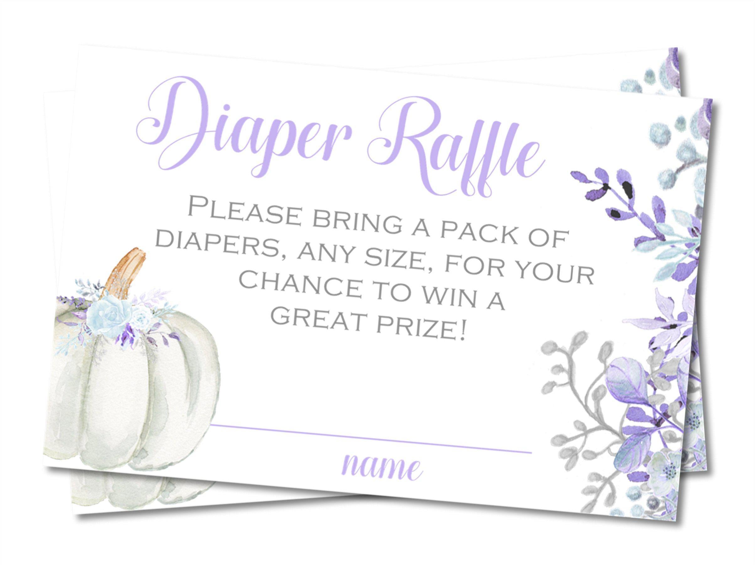 Girls Fall Pumpkin Diaper Raffle Tickets