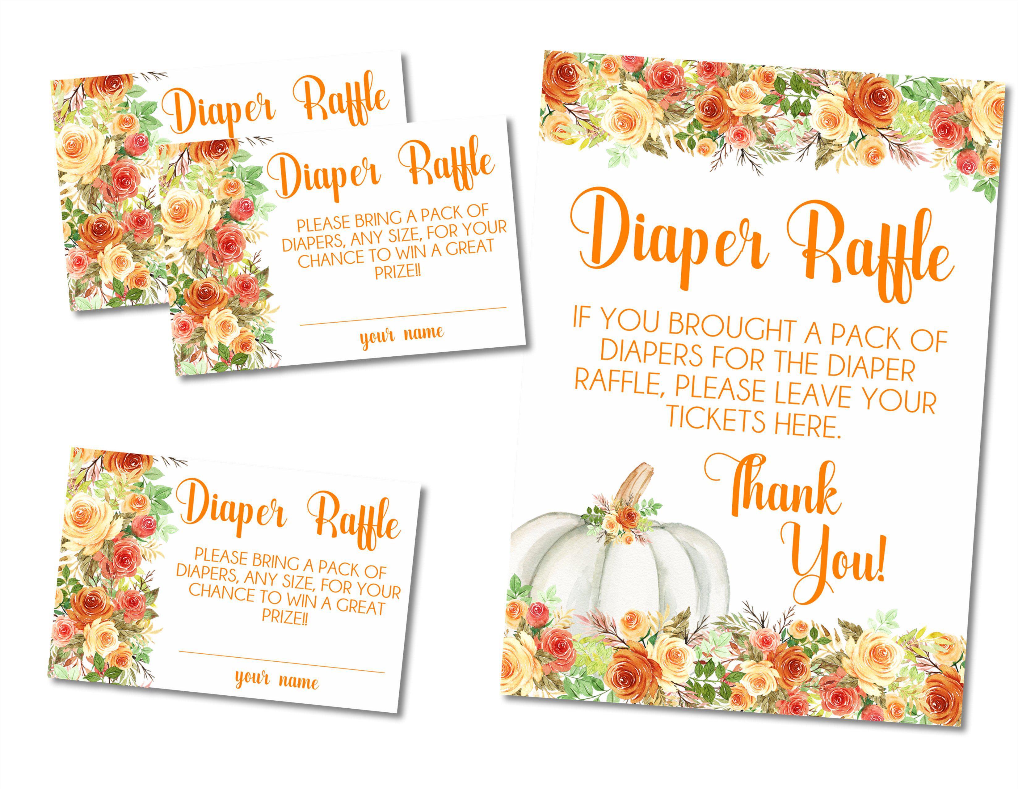 Girls Fall Pumpkin Diaper Raffle Tickets