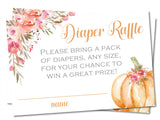 Girls Fall Pumpkin Diaper Raffle Tickets