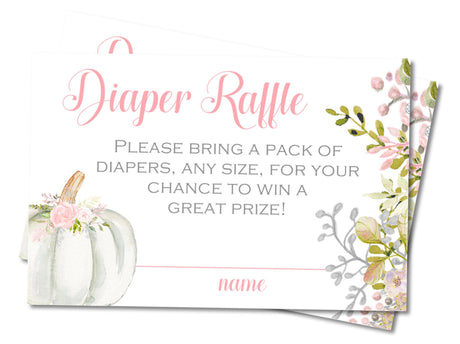 Girls Fall Pumpkin Diaper Raffle Tickets