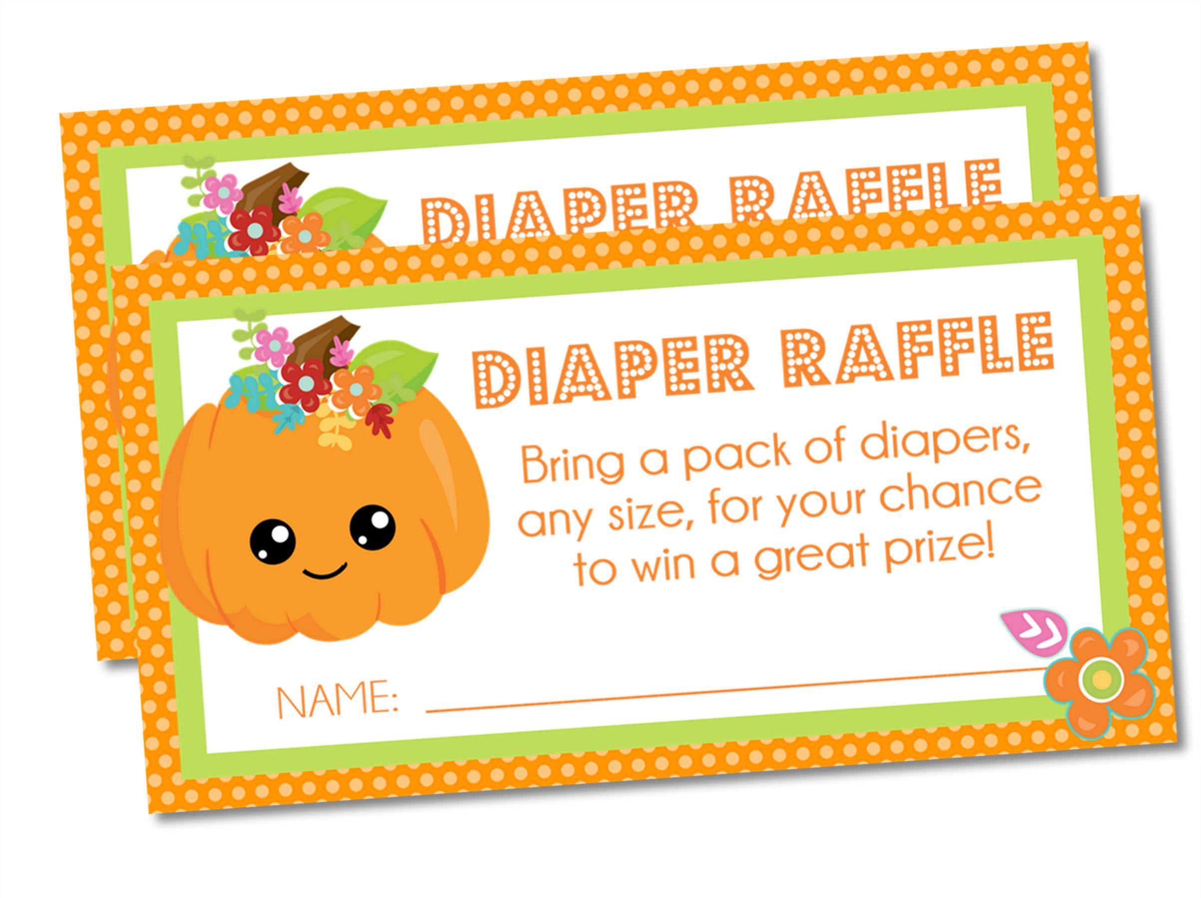 Girls Fall Pumpkin Diaper Raffle Tickets