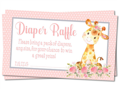 Girls Giraffe Safari Diaper Raffle Tickets