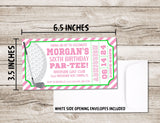 Girls Golf Birthday Party Ticket Invitations