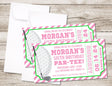 Girls Golf Birthday Party Ticket Invitations