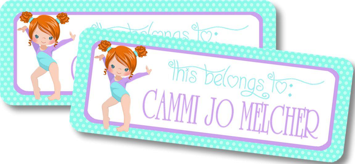 Girls Gymnastics Back To School Supply Name Labels