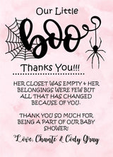 Girls Halloween Baby Shower Thank You Cards