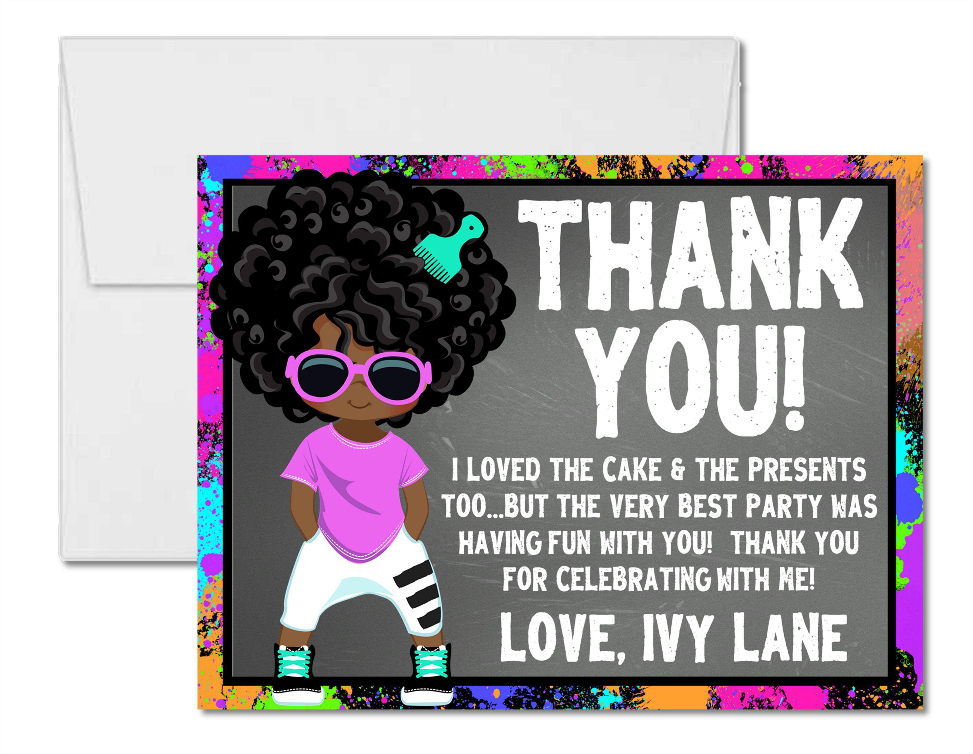 Girls Hip Hop Birthday Thank You Cards