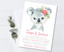 Girls Koala Baby Shower Invitations