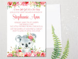 Girls Koala Baby Shower Invitations
