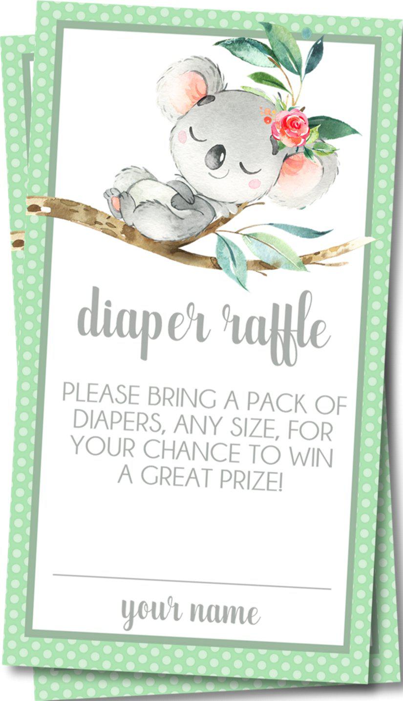 Girls Koala Diaper Raffle Tickets