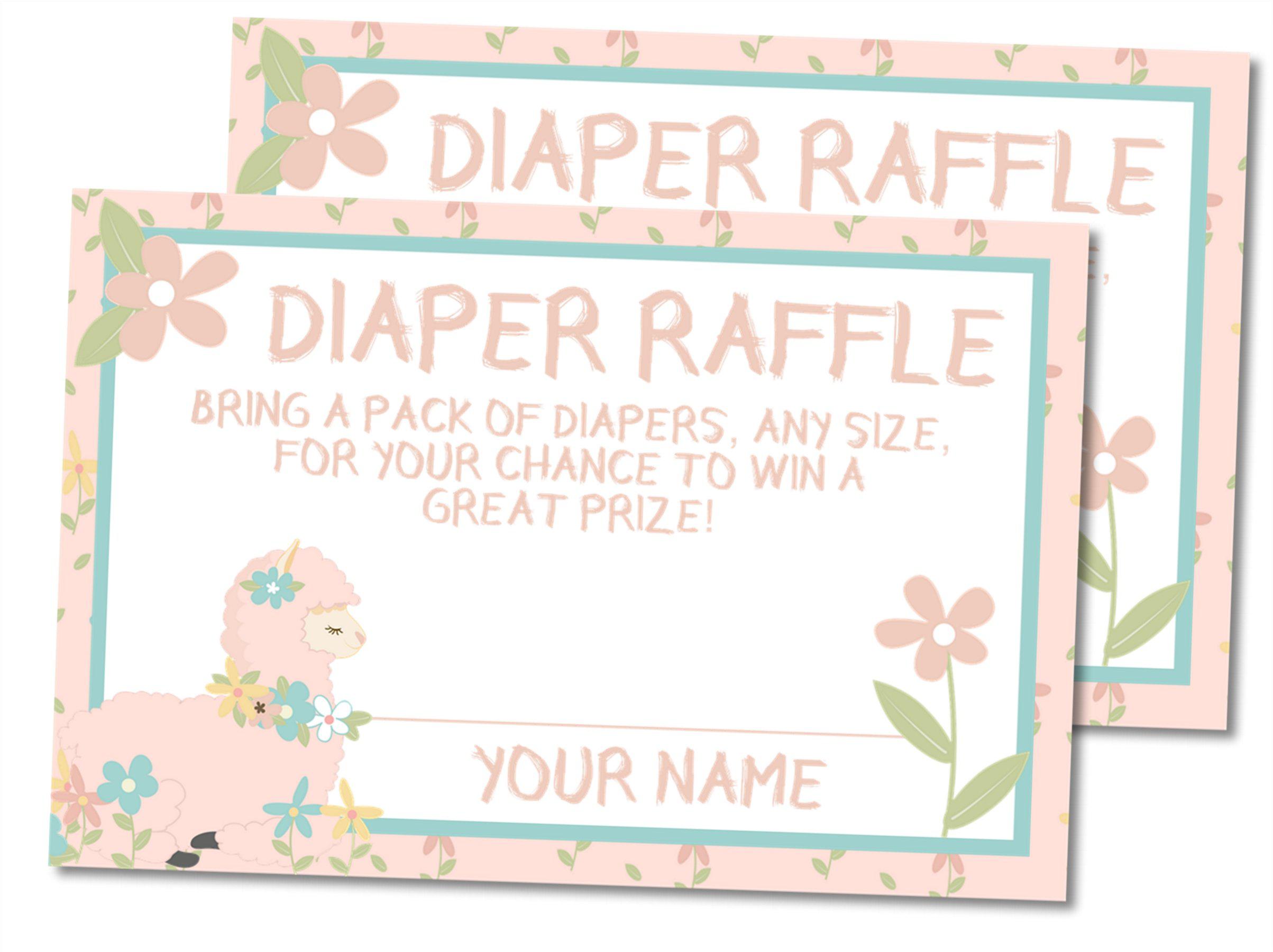 Girls Llama Diaper Raffle Tickets