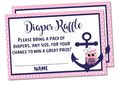 Girls Nautical Anchor Diaper Raffle Tickets