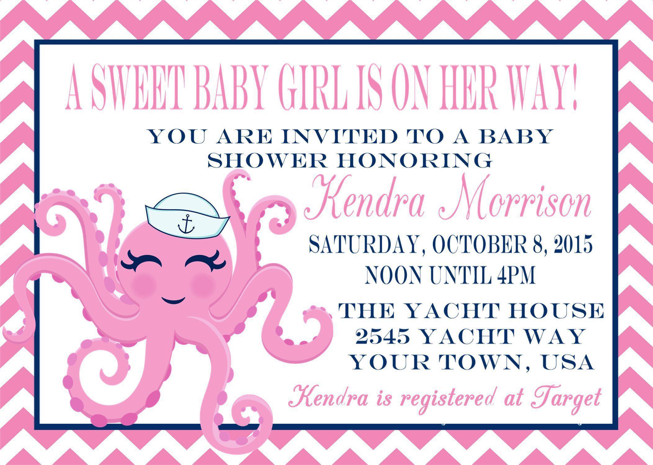 Girls Nautical Baby Shower Invitations