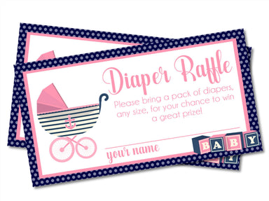 Girls Nautical Diaper Raffle Tickets