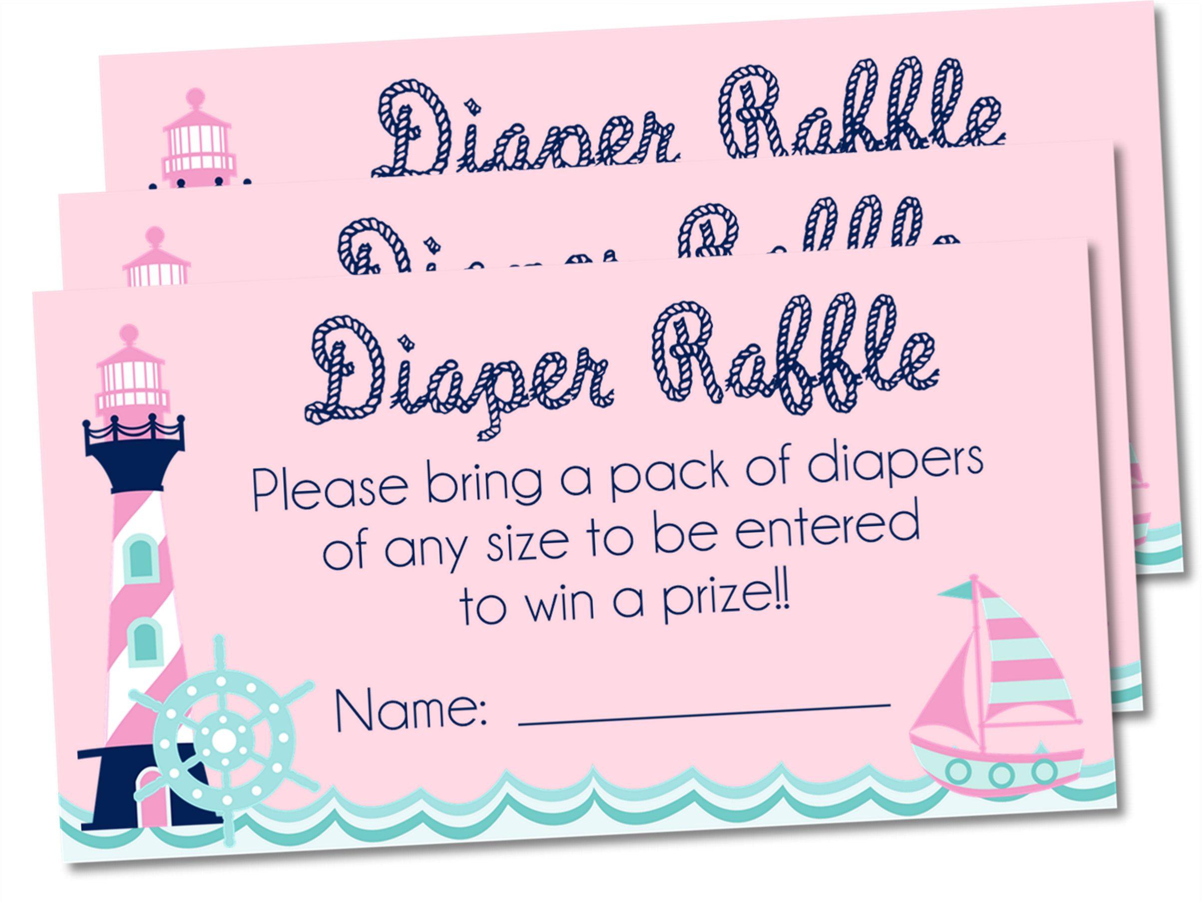 Girls Nautical Diaper Raffle Tickets