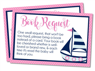 Girls Nautical Sailboat Book Request Cards