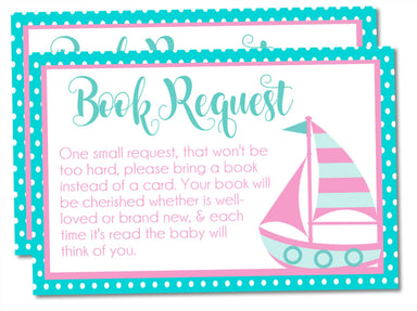 Girls Nautical Sailboat Book Request Cards