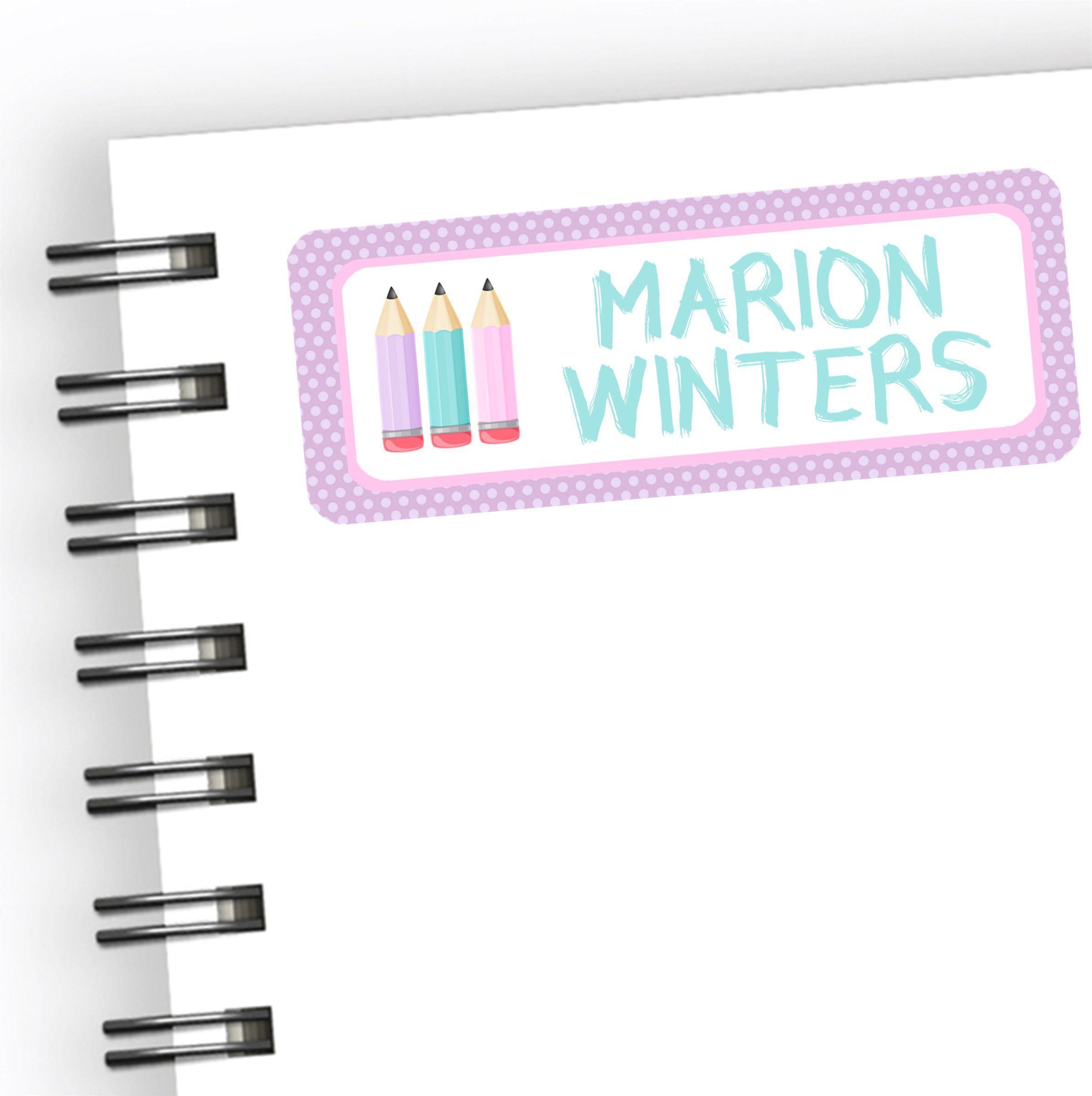 Girls Pastel Back To School Supply Name Labels