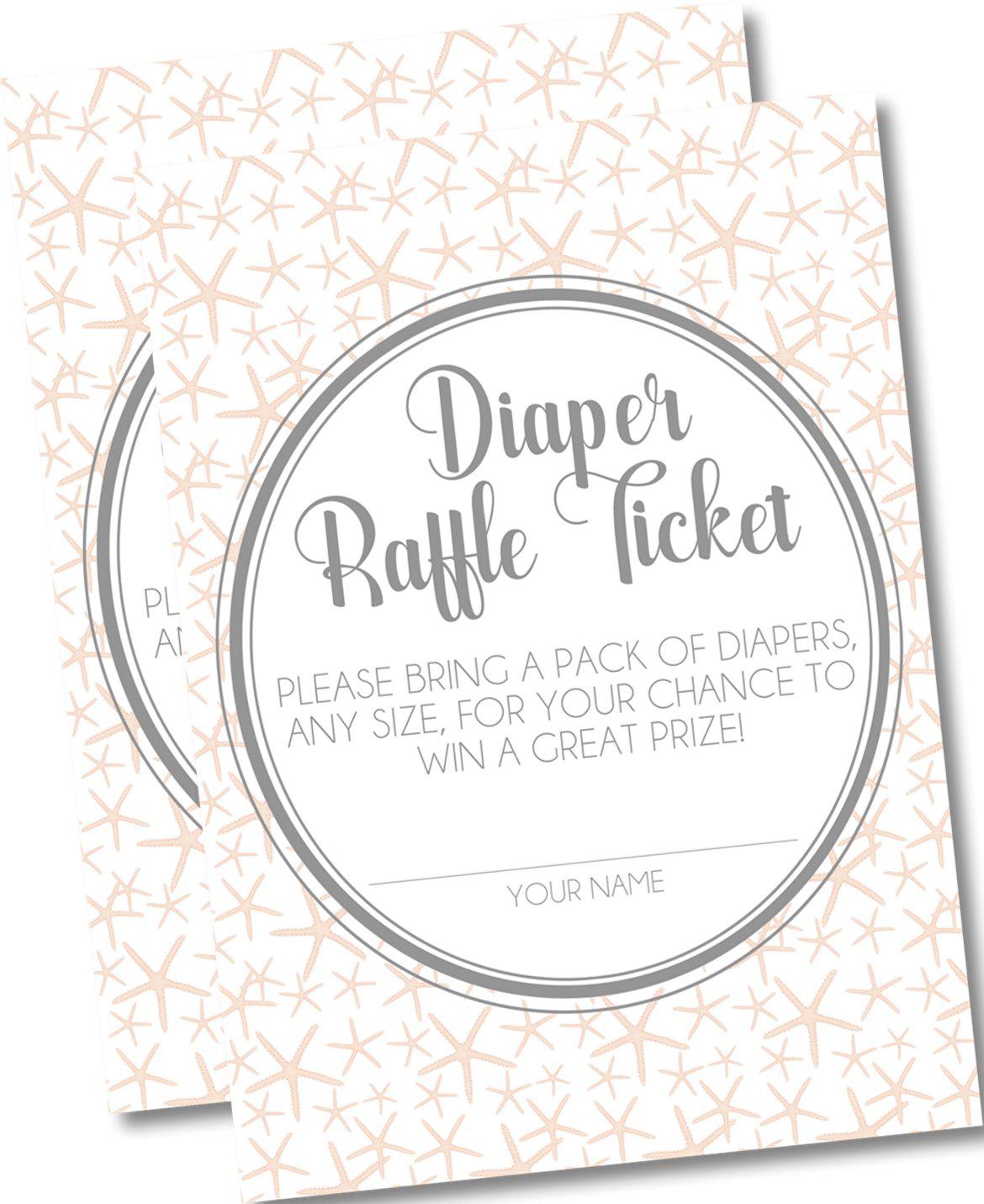 Girls Peach Starfish Diaper Raffle Tickets