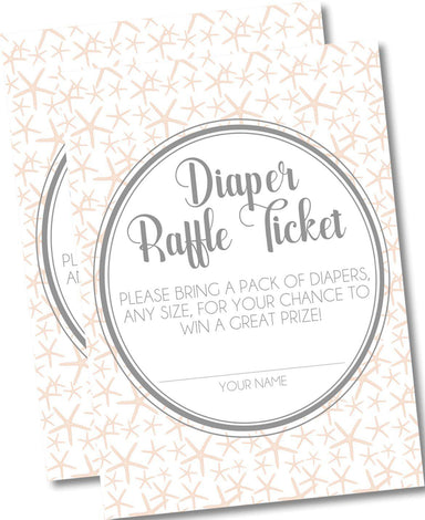 Girls Peach Starfish Diaper Raffle Tickets