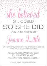 Girls Pink And White Graduation Party Invitations