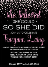 Girls Pink, Black And White Graduation Party Invitations