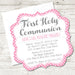 Girls Pink Holy Communion Invitations