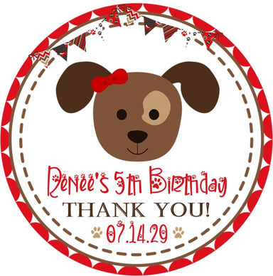 Girls Puppy Birthday Party Stickers