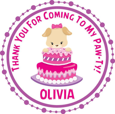 Girls Puppy Birthday Party Stickers