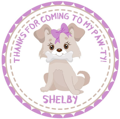 Girls Puppy Dog Birthday Party Stickers