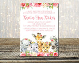 Girls Safari Animals Baby Shower Invitations