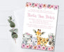 Girls Safari Animals Baby Shower Invitations