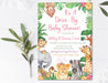 Girls Safari Animals Drive By Baby Shower Invitations