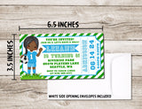 Girls Soccer Birthday Party Ticket Invitations