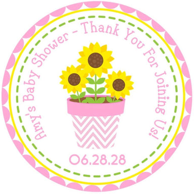 Girls Sunflower Baby Shower Stickers